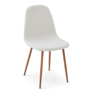 Anna ruokapöytätuoli - valkoinen buklee, jalat tammen näköiset