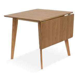 Ezra - Tammi kokoontaitettava ruokapöytä jatkolehdillä, lakattua tammiviilua - 80/120 x 80 cm