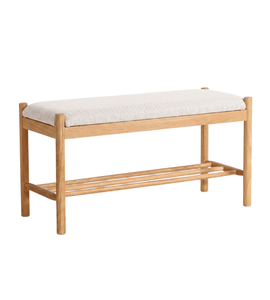 Mathew penkki tammesta, pehmustettu istuin, beige, 90x35x45 cm