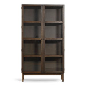 Havana - savutammesta valmistettu 2-ovinen vitriinikaappi -180x40x100 cm