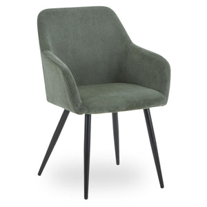 Jenna ruokapöydän tuolit - vihreä sametti ja mustat jalat