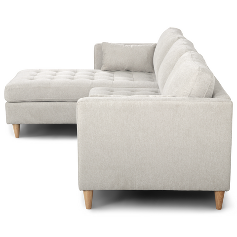 Lulu - Oikealle ja vasemmalle käännettävä sohvasohva vaaleanbeige - L: 215 x S: 82 x K: 78 cm