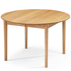 Liam pyöreä ruokapöytä öljyttyä tammiviilua ja jatkopöytä 120/160/200 cm - Sis. 2 jatkolehteä