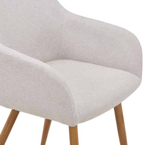 Jenna ruokapöydän tuolit - beige tekstiili ja tammi-look