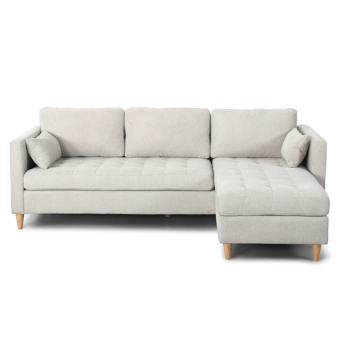 Lulu - Oikealle ja vasemmalle käännettävä sohvasohva vaaleanbeige - L: 215 x S: 82 x K: 78 cm