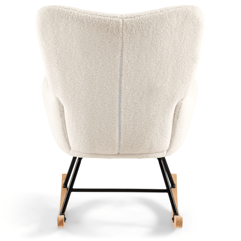 Allison keinutuoli käsinojilla - valkoinen muhvi/imitoitua lampaannahkaa