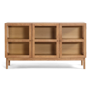 Havana tammi lasinen lipasto/kaappi, jossa 3 ovea - 80x40x140 cm