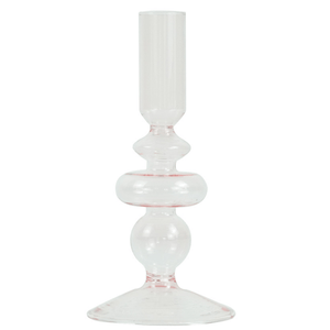 Chicka kynttilänpidin lasi vaaleanpunainen 21 cm