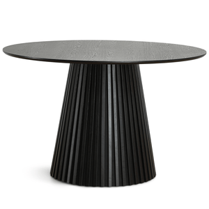 Lewis - Slatted Round Dining Table mustaa tammiviilua Ø120 cm