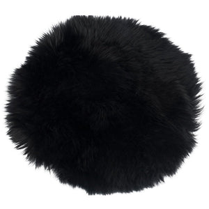 Musta pyöreä karitsannahkatyyny mustalla Ø35 cm Jäljitelmä