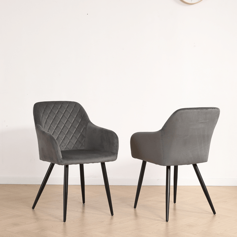 Carlo ruokapöytätuoli - Harmaa veluurinen käsinojilla varustettuna