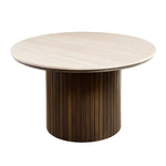 Enzo - sohvapöytä kivipinnalla ja savustetusta tammesta valmistetulla lamellijalalla Ø78 cm