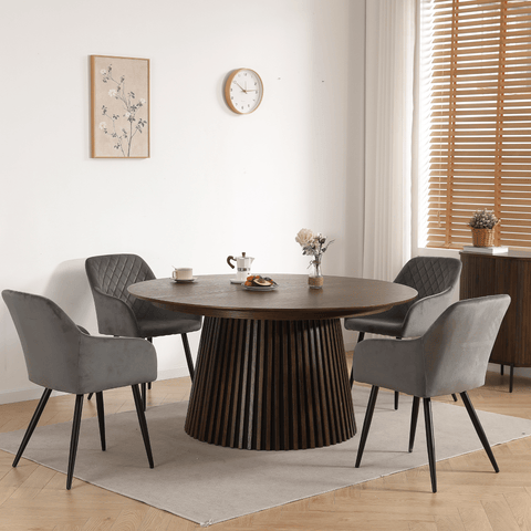 Carlo ruokapöytätuoli - Harmaa veluurinen käsinojilla varustettuna