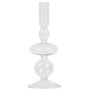 Gracie lasinen kynttilänjalka vaaleanpunainen 18 cm