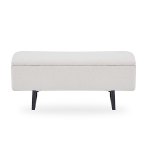 Malika penkki säilytystilalla, valkoinen boucle 95x35x42 cm