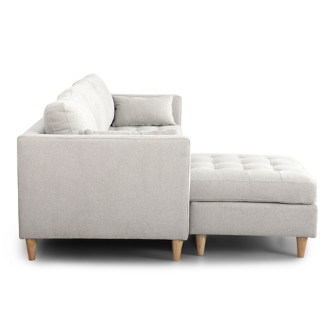 Lulu - Oikealle ja vasemmalle käännettävä sohvasohva vaaleanbeige - L: 215 x S: 82 x K: 78 cm