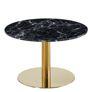 Lazio pyöreä sohvapöytä mustaa marmoria ja kultaisia jalkoja - Ø70 cm
