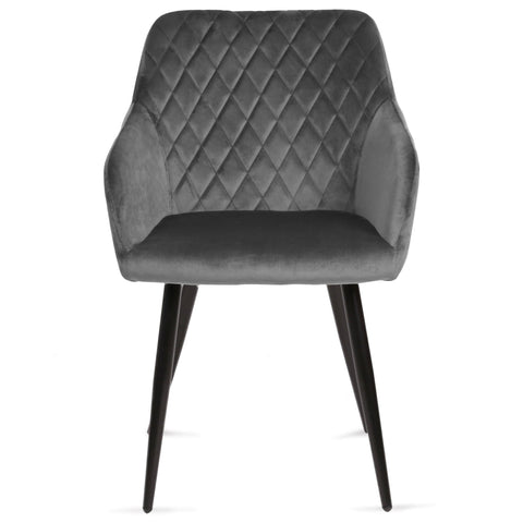 Carlo ruokapöytätuoli - Harmaa veluurinen käsinojilla varustettuna