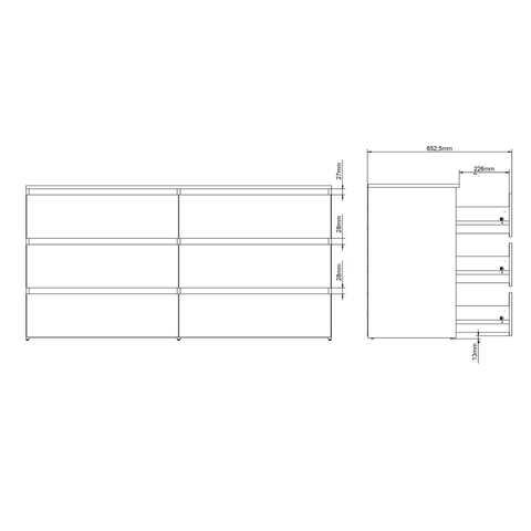 Maise lipasto 70x138x41 cm, 6 laatikkoa, valkoinen