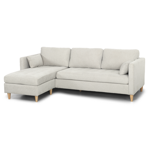 Lulu - Oikealle ja vasemmalle käännettävä sohvasohva vaaleanbeige - L: 215 x S: 82 x K: 78 cm