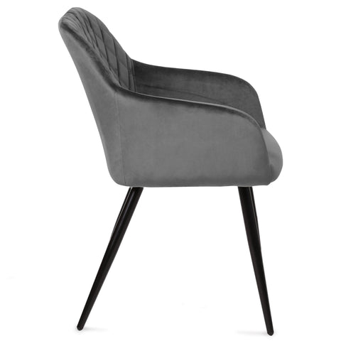 Carlo ruokapöytätuoli - Harmaa veluurinen käsinojilla varustettuna