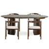 Ruokapöydän setti - Lewis slat dining table Ø120 cm jatkopöydällä, savutammiviilu + 4 x Jocelyn ruokapöydän tuolit, savutammi