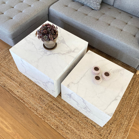 Adele - Sohvapöydät valkoisella marmoripainatuksella