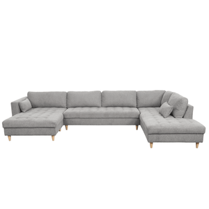 Brandy – vasemmalle kääntyvä harmaa U-muotoinen sohva, jossa on lepotuoli –  P: 366 x S: 211 x K: 80 cm