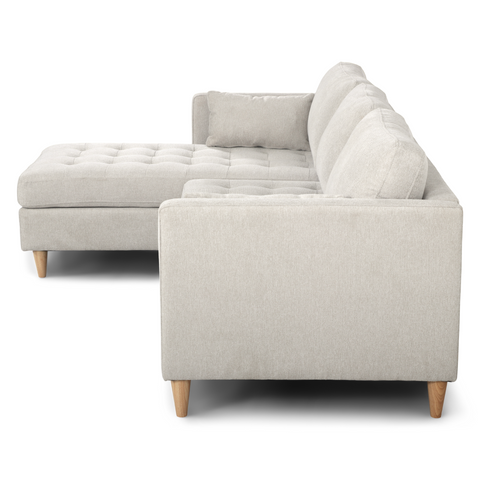 Lulu - Oikealle ja vasemmalle käännettävä sohvasohva vaaleanbeige - L: 215 x S: 82 x K: 78 cm