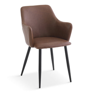 Isabella - ruokapöydän tuolit ruskeaa keinonahkaa