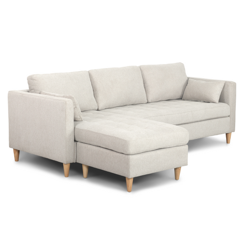 Lulu - Oikealle ja vasemmalle käännettävä sohvasohva vaaleanbeige - L: 215 x S: 82 x K: 78 cm