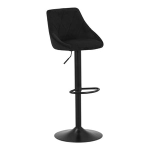 Cassie - Musta säädettävä veluurinen baarijakkara, jossa on 360 asteen kääntötoiminto