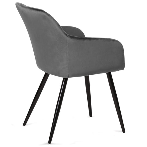 Carlo ruokapöytätuoli - Harmaa veluurinen käsinojilla varustettuna